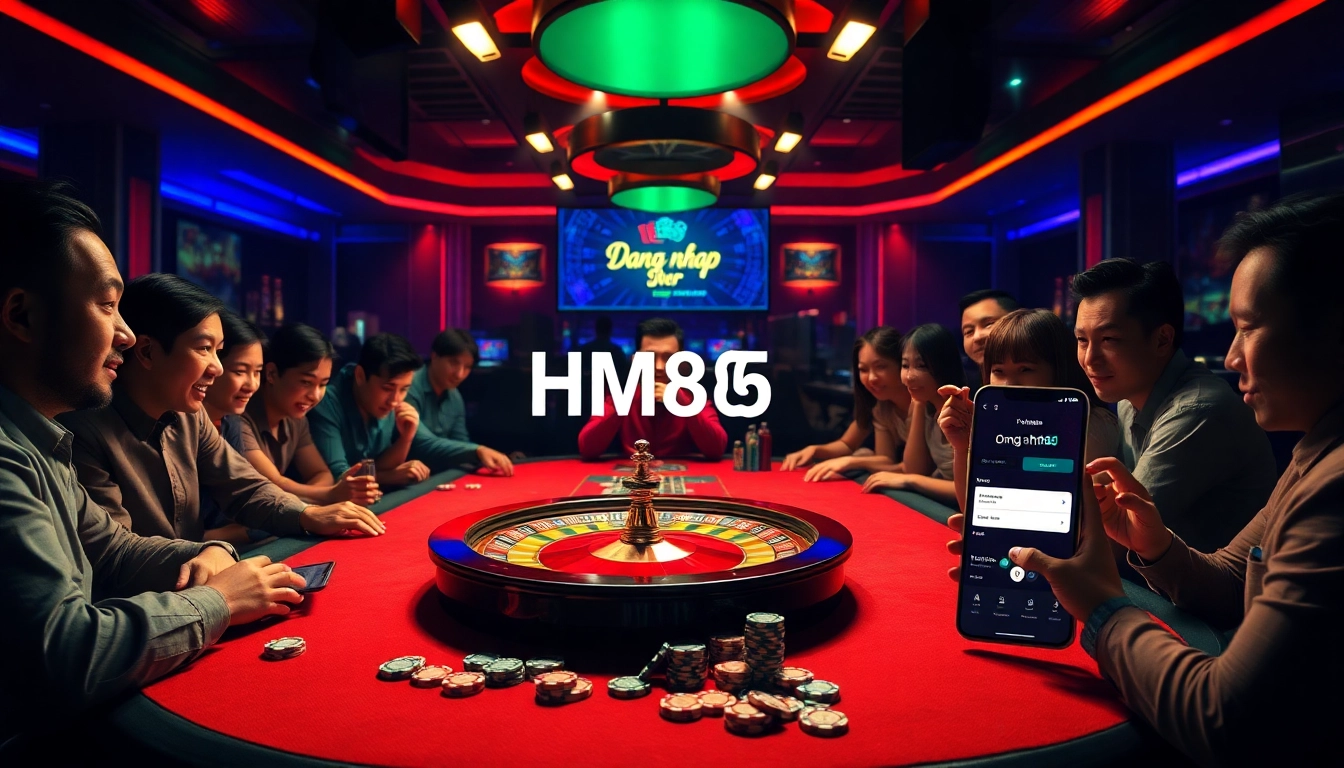Players enjoying the thrill of casino games with a focus on dang nhap hm88 for seamless gameplay login.