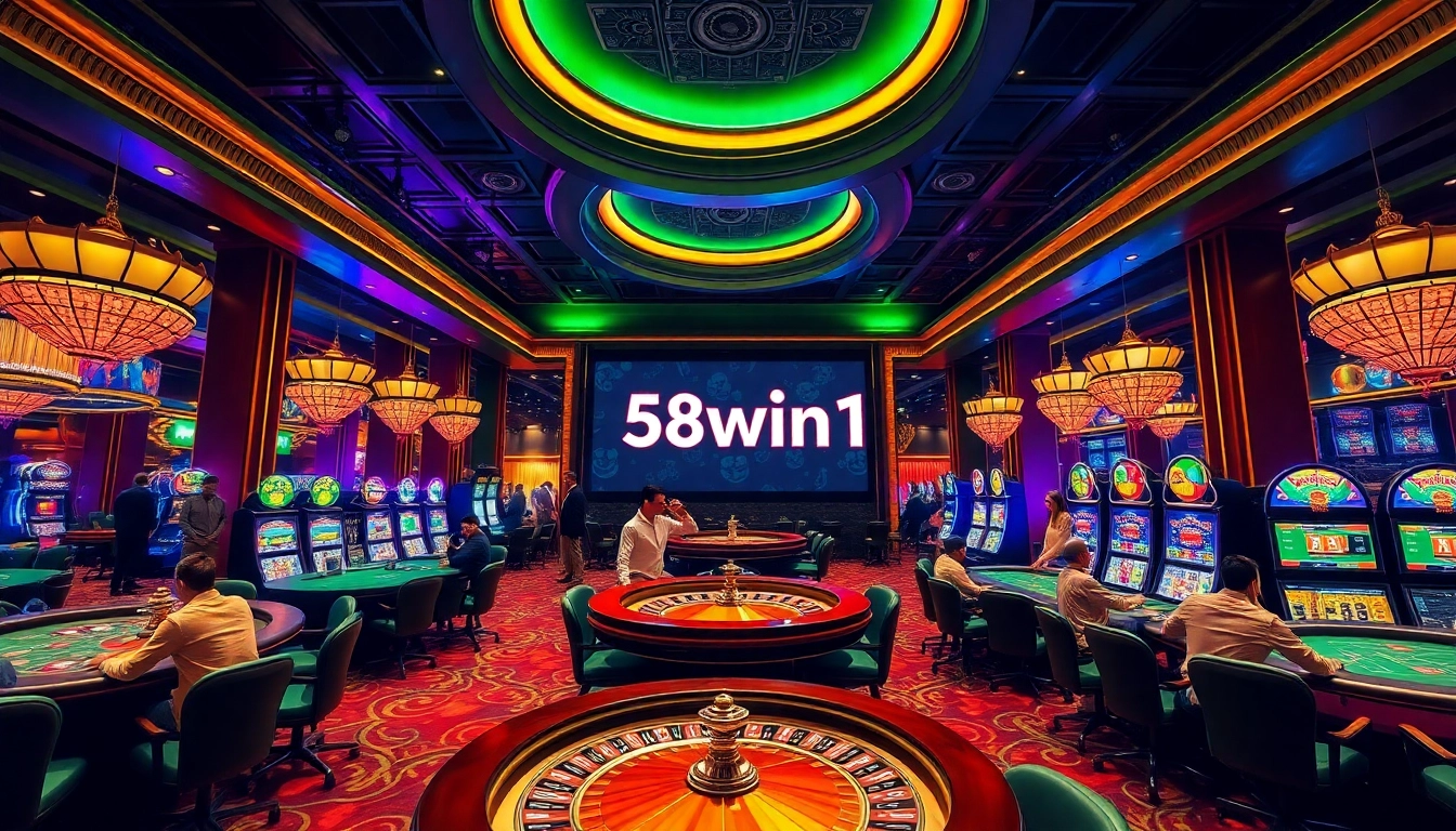 Explore the exciting world of 58win1 with players at casino tables, experiencing the thrill of winning.
