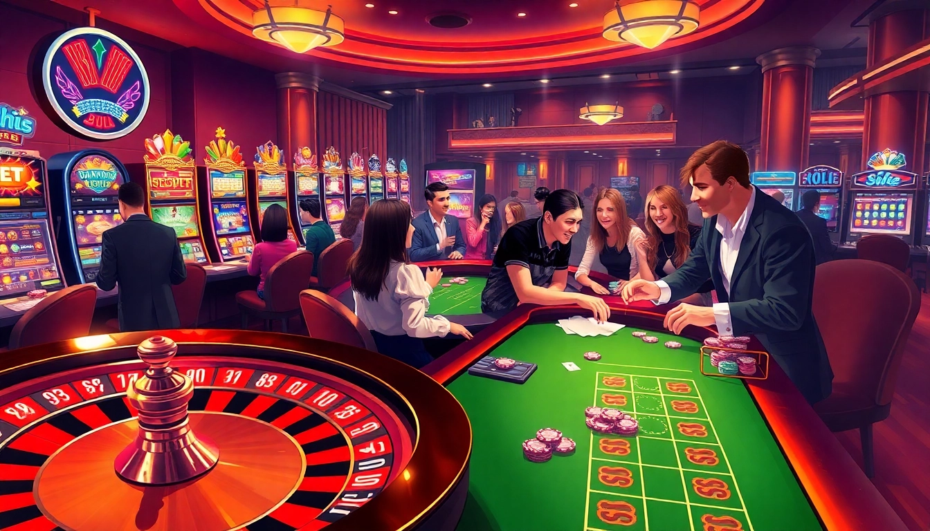 HITCLUB's exciting roulette table surrounded by eager players, capturing the thrill of casino gambling.